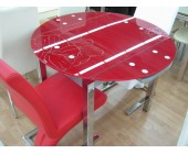 Круглый стеклянный раздвижной стол (С375 красный)