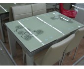 Раскладной стеклянный стол (С274 кремовый)