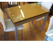 Стеклянный стол (C327 золотой)